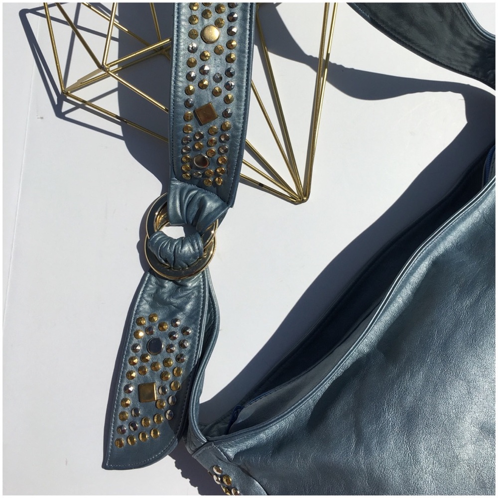 Pearl Blue Leather Handbag - Picture 3 of 8